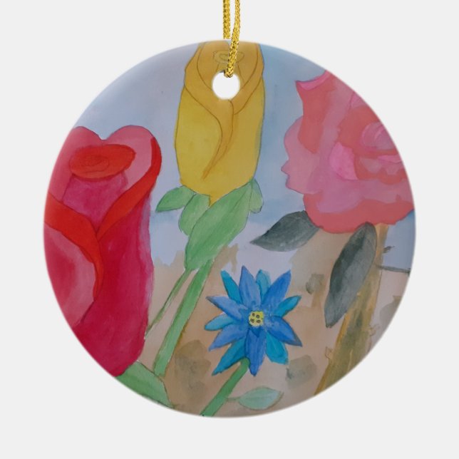 SommarBlomsterträdgård Julgransprydnad Keramik (Framsidan)