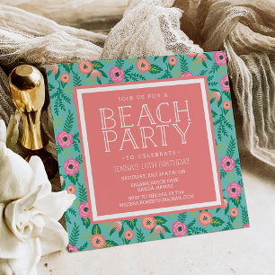 Sommarblooms - Beach Party-inbjudan Inbjudningar