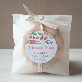 Sommarbonden Market Girl Baby Shower Favor Runt Klistermärke