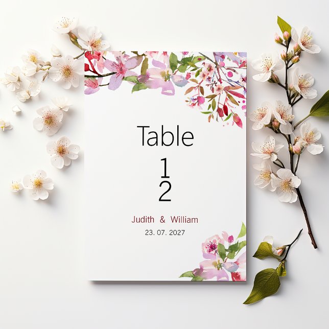 SommarBordsnummer för körsbärskörsbär i botanisk r Inbjudningar (Botanical pink cherry blossom summer Table Numbers )