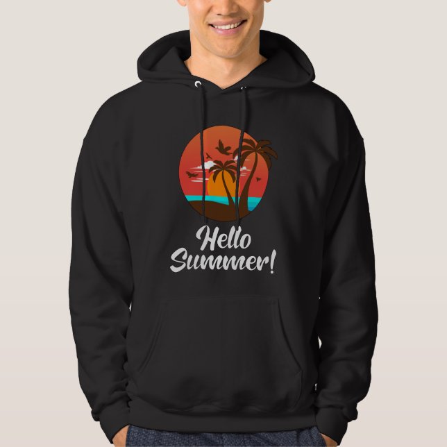 Sommarbovacation Surfa Sea Coola Sol Funny Gift Hoodie (Framsida)