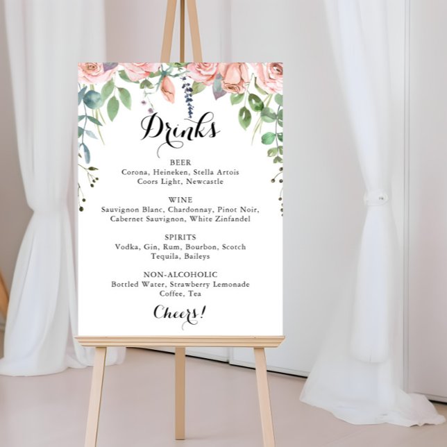 Sommarbris Floral Bröllopsdrycker Meny  Poster (Skapare uppladdad)