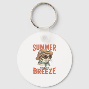 Sommarbris Katt Vintage Gravyr T-Shirt Design_1 Nyckelring
