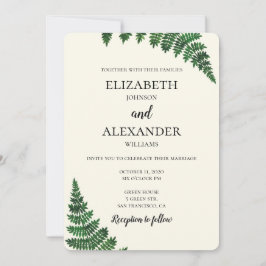 Sommarbröllopsinbjudan. Grönt fern inbjudan