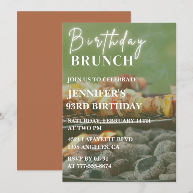 Sommarbrunch Bbq Bakgård 93-årsfirande Inbjudningar (Fram/baksida)