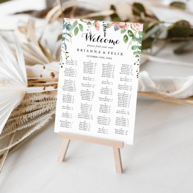 Sommarbrygga Blommigt Alfabetiskt sittningsschema Poster (Skapare uppladdad)