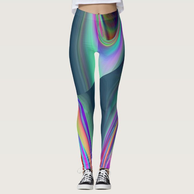 Sommarbryggelse, Abstrakt 3D Rainbowart Leggings (Framsida)