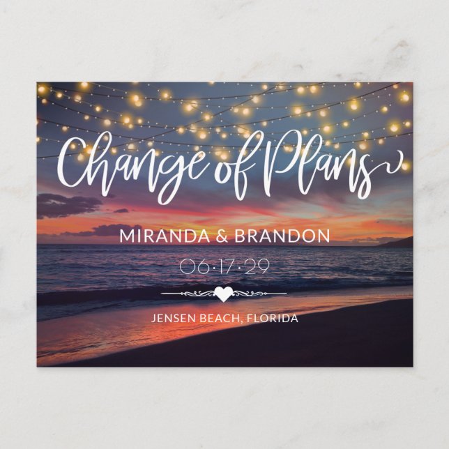 Sommarbyte i Ljus, solnedgång i stringsträngen Vykort (Framsida)