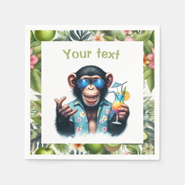 Sommarchill Chimp Chillin - Solglasögon & Cocktail Pappersservett (Framsidan)