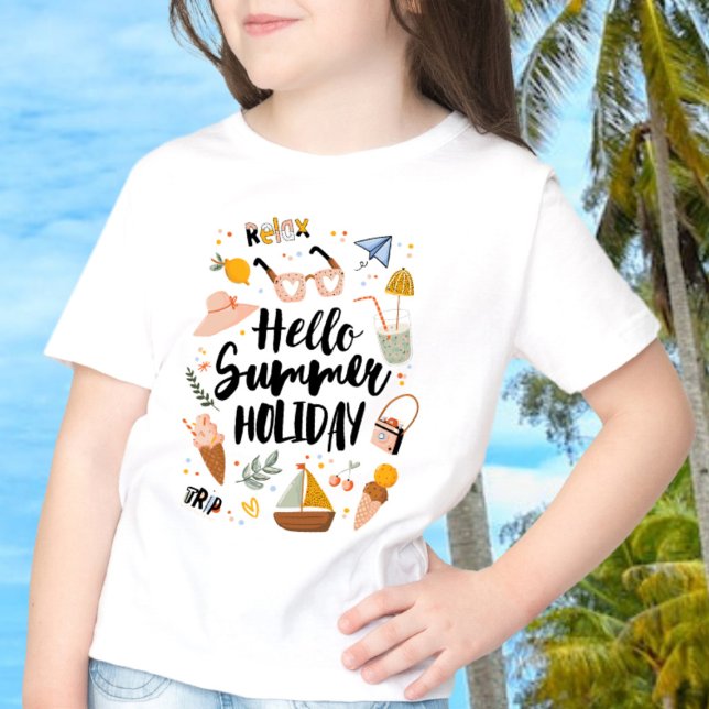 Sommarcitat: färgstarka cute Graphic-Helgdag T Shirt (In Context, Girl at the beach)