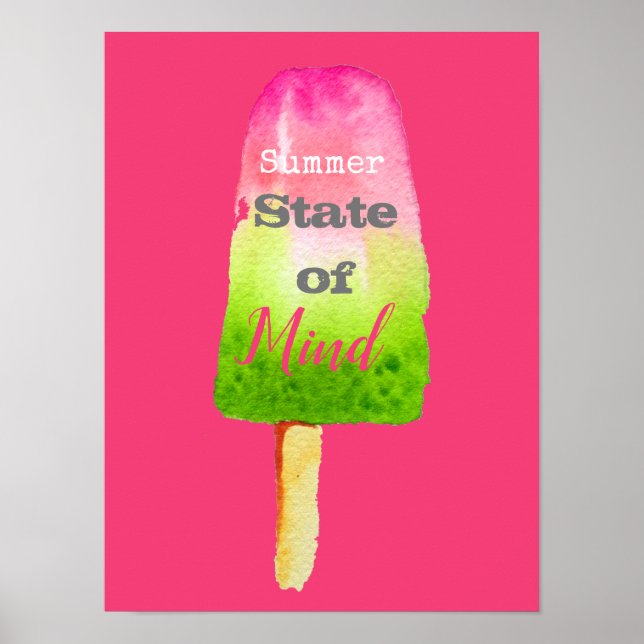 Sommarcitat popsicle raspberry söt matkonst poster (Framsidan)