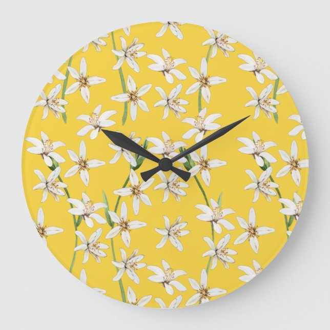 Sommarciton blommar mönster chinoiserie stor klocka (Framsida)