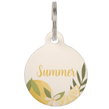 Sommarcitron & Blommor Anpassad Husdjurs-ID-märke