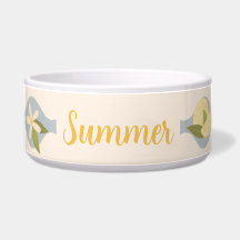 Sommarcitron & Blommor Husdjurs Skål med Namn