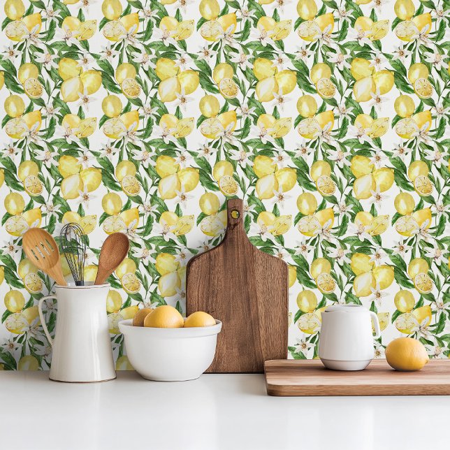 Sommarcitroner och citron blommar mönster kakelplatta (Skapare uppladdad)