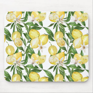 Sommarcitroner och citron blommar mönster musmatta