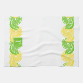 Sommarcitrus med citronskiva kant kökshandduk