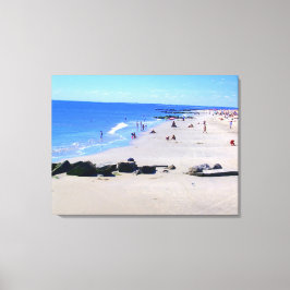 'Sommardag på stranden (blå)' inramad Canvastryck