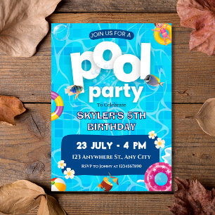 Sommardag Stänk Kids Bassäng Party Inbjudningar