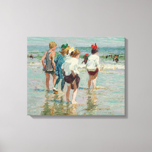 Sommardagen i Brighton Beach (av E.H. Potthast) Canvastryck (Framsida)