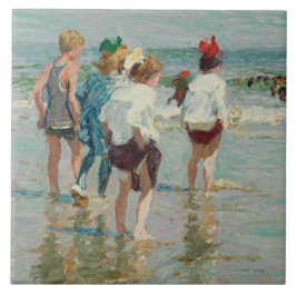 Sommardagen i Brighton Beach (av E.H. Potthast) Kakelplatta