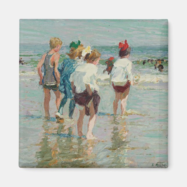 Sommardagen i Brighton Beach (av E.H. Potthast) Magnet (Framsidan)