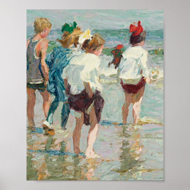 Sommardagen i Brighton Beach Edward Henry Potthast Poster (Framsidan)
