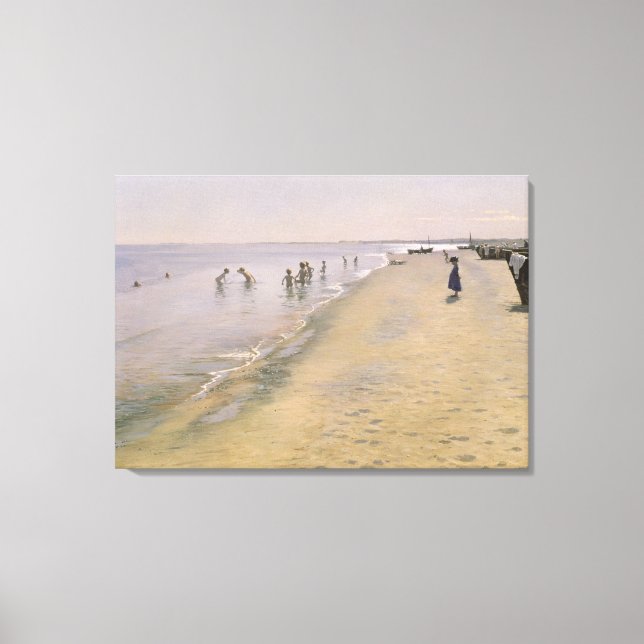 Sommardagen i södra Beach of Skagen, 1884 Canvastryck (Framsida)