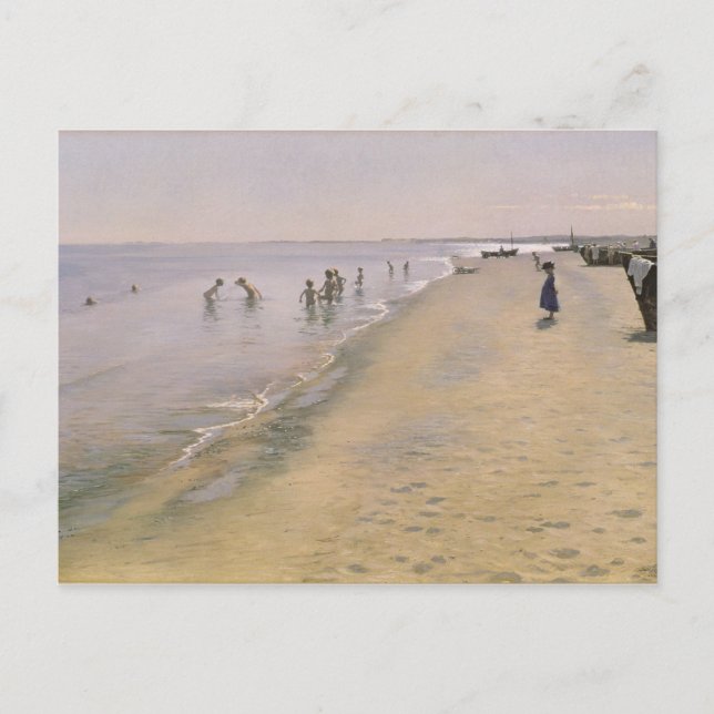 Sommardagen i södra Beach of Skagen, 1884 Vykort (Framsida)