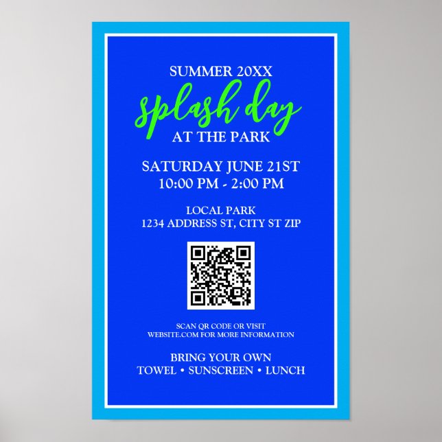 Sommardagen i Stänk i parken | Utomhushändelse Poster (Framsidan)