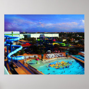 Sommardagen i vattenparken i Tropical Daytona Beac Poster