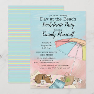Sommardagen vid Beach Bachelorette-partiet Inbjudningar