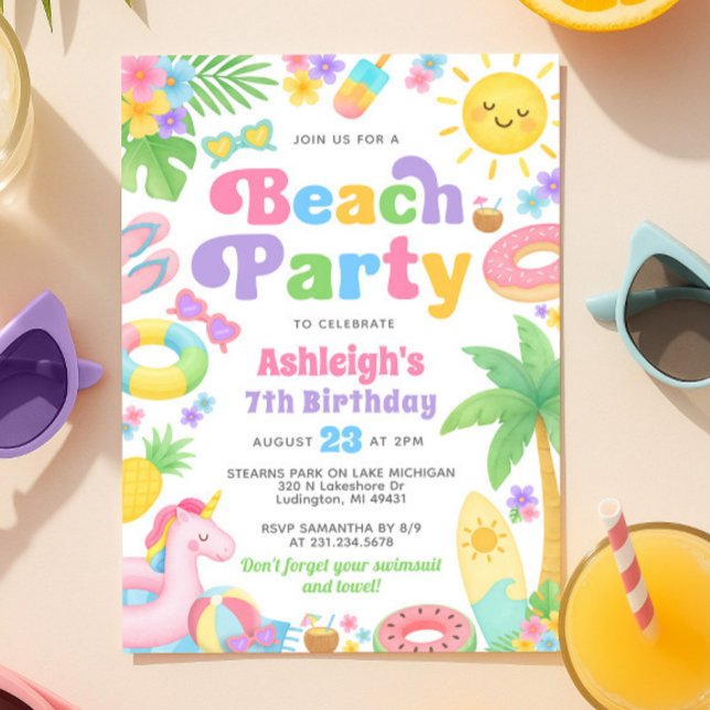 Sommardagsinbjudan - Roligten i Sol Inbjudningar (Summer Birthday Invitation - Fun in the Sun)