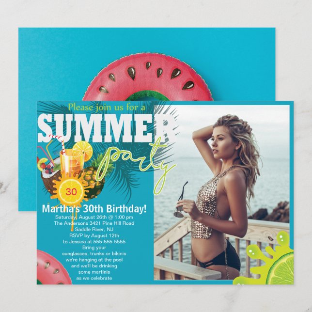Sommardagskonstruktion i Party Roligt Inbjudningar (Fram/baksida)