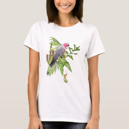 Sommardesign med rosa papegoja, tropiskt. t shirt