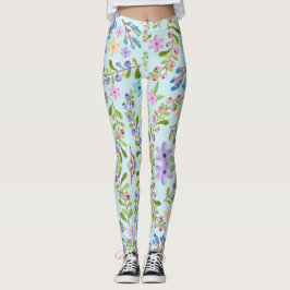 Sommardesign med utjämnande grönt löv för blommigt leggings