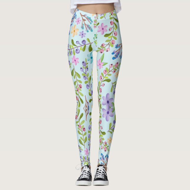 Sommardesign med utjämnande grönt löv för blommigt leggings (Framsida)