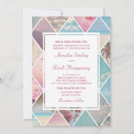 Sommardiamanter| Rosa & Blå persikobröllop Inbjudningar