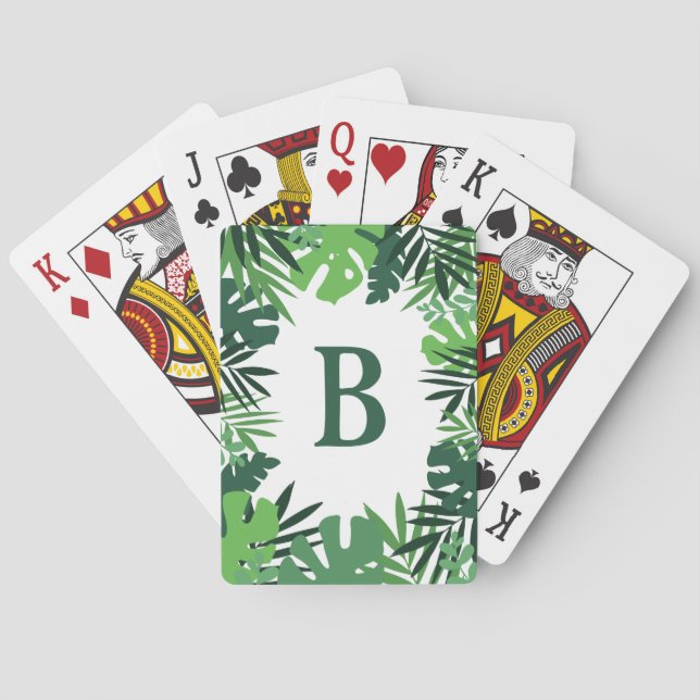 Sommardjungel tropiska palmkronor monogram casinokort (Baksidan)