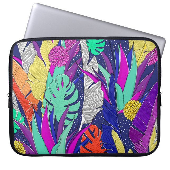 Sommardjungeln mönster med ljusa färger. Jungle s Laptop Fodral (Framsidan)