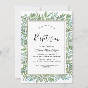 Sommardop Invitation med Grönska Inbjudningar