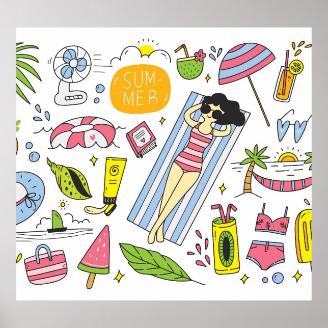 Sommardörrar: Vit bakgrund. Poster (Framsidan)