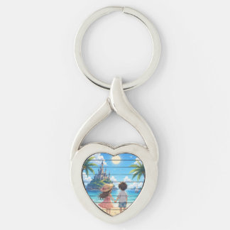 Sommardröm  twisted heart silverfärgad nyckelring