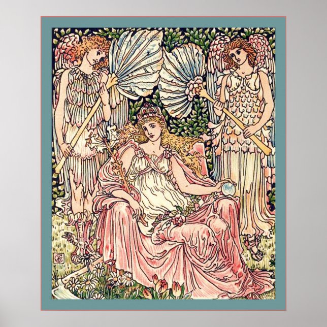 Sommardrottning ~ Vintage Art nouveau Print Poster (Framsidan)