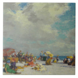 Sommareftermiddagen om stranden (av E.H. Potthast) Kakelplatta