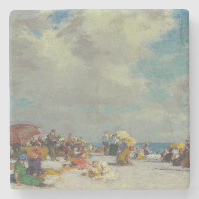 Sommareftermiddagen om stranden (av E.H. Potthast) Stenunderlägg (Framsidan)