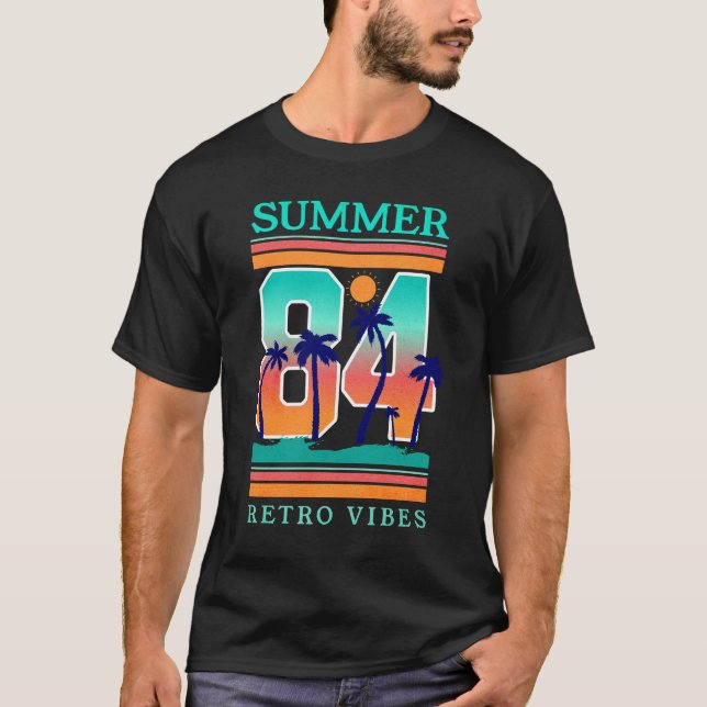 Sommaren 1984: Retro Vibe Beach Theme T Shirt (Framsida)
