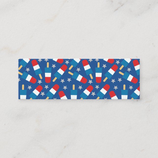 Sommaren 4 juli: Patriotic Popsicles Bookmark Mini Visitkort (Framsida)