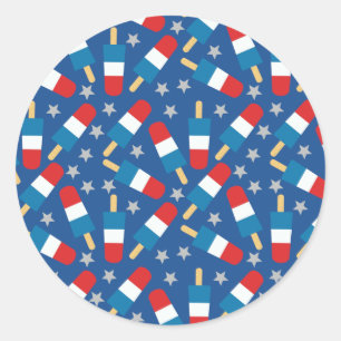 Sommaren 4 juli Patriotic Popsicles Runt Klistermärke