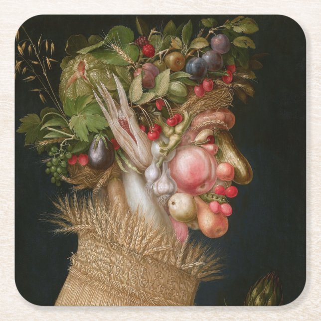 Sommaren, Arcimboldo Underlägg Papper Kvadrat (Framsidan)